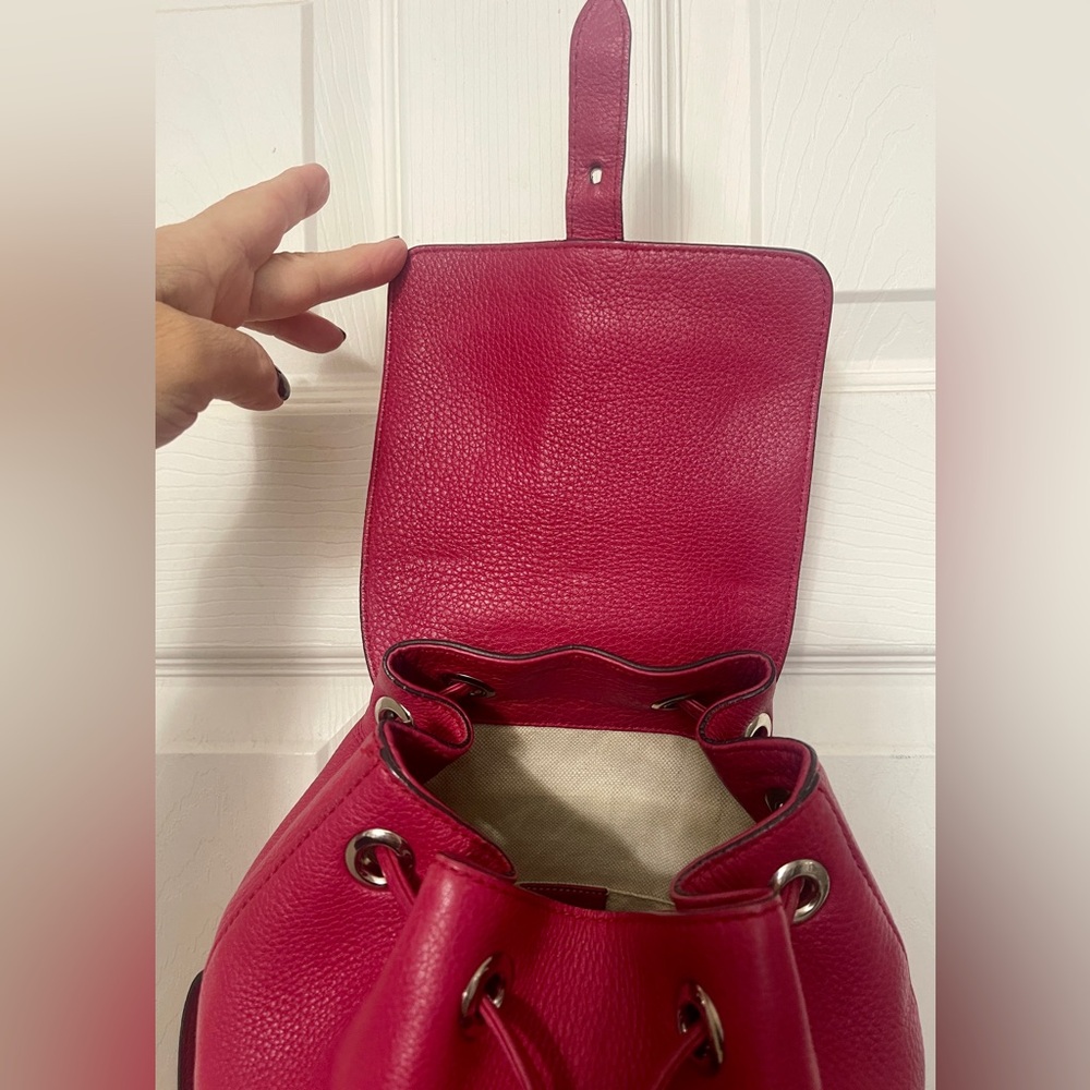 Gucci Bamboo 387149 Small Backpack w/Tassels Pebbled Leather Vintage Raspberry - Picture 9 of 16